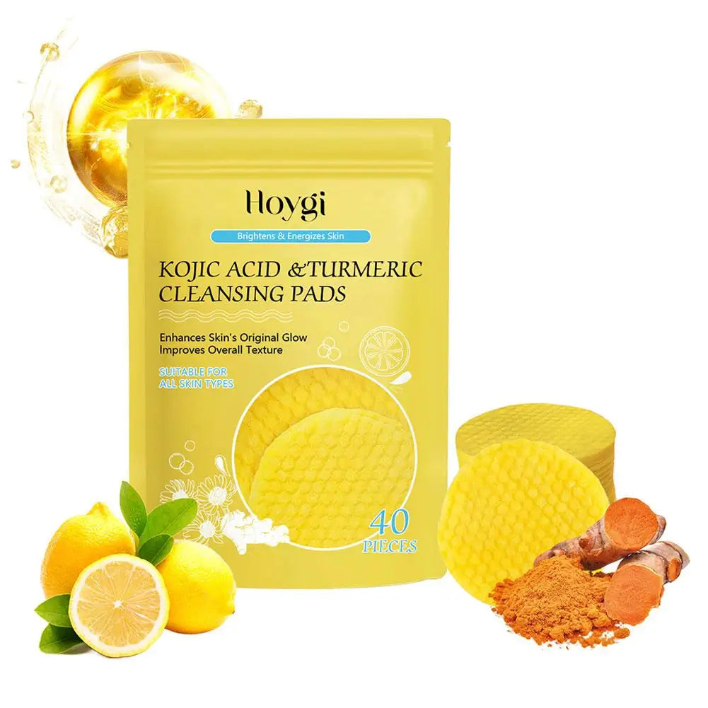 Revitalize Your Skin with 40/50 Pcs Turmeric & Kojic Acid Cleansing Pads – Gentle Exfoliation for Daily Radiance