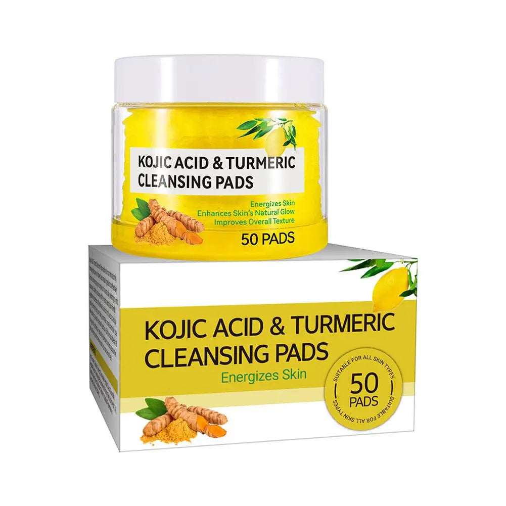 Revitalize Your Skin with 40/50 Pcs Turmeric & Kojic Acid Cleansing Pads – Gentle Exfoliation for Daily Radiance