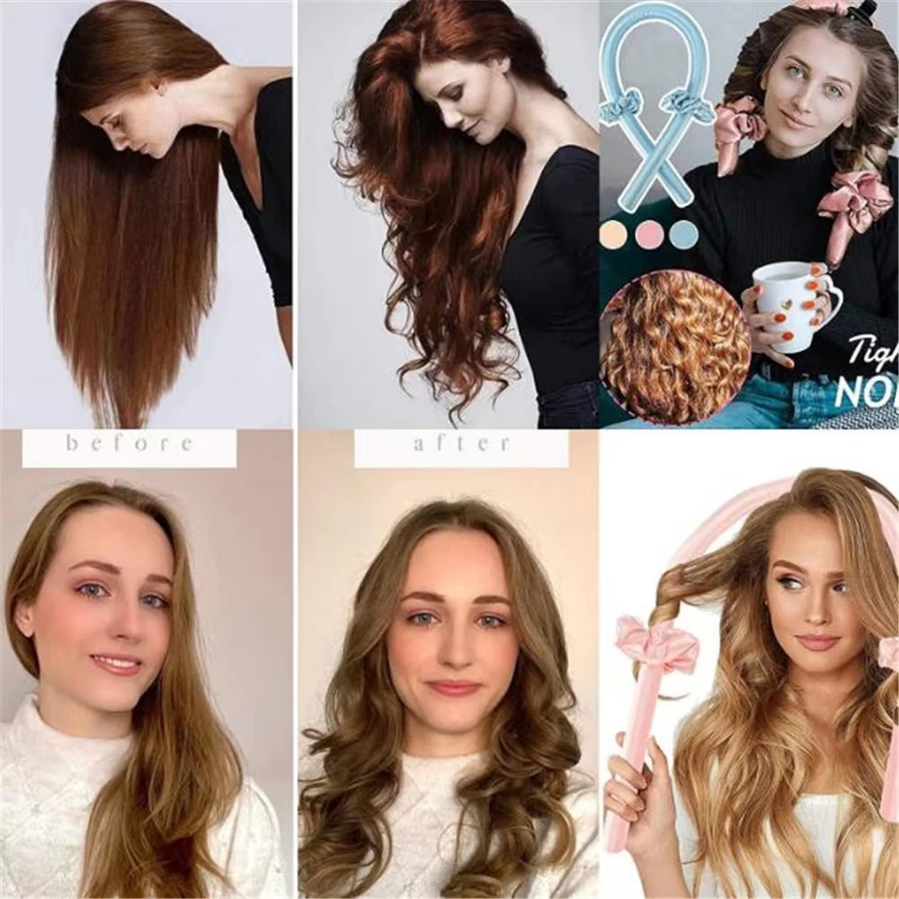 Transform Your Hair Overnight with Our Heatless Curling Rod Headband - Soft Silk Ribbon Rollers for Effortless Curls!
