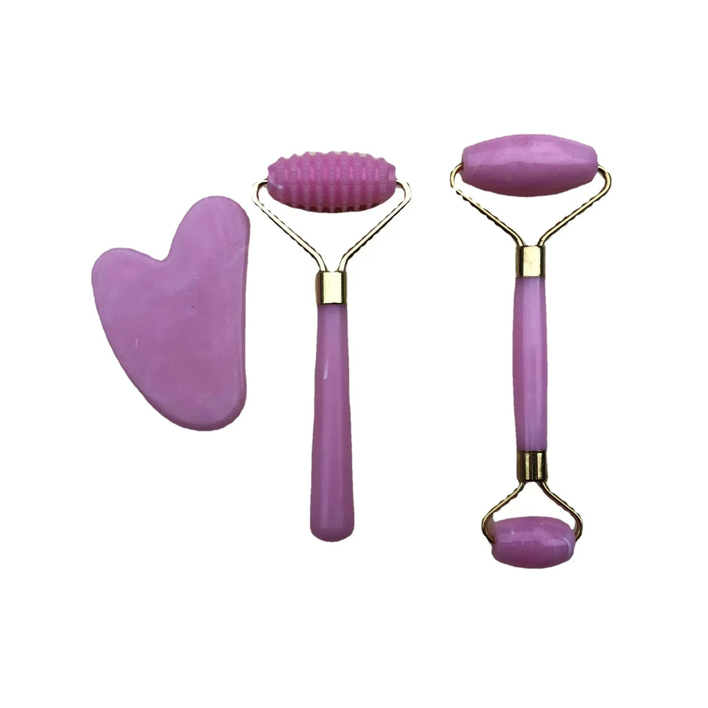 Revitalize Your Skin with Our 3-Piece Resin Roller and Gua Sha Set - Perfect for Facial and Body Massage!