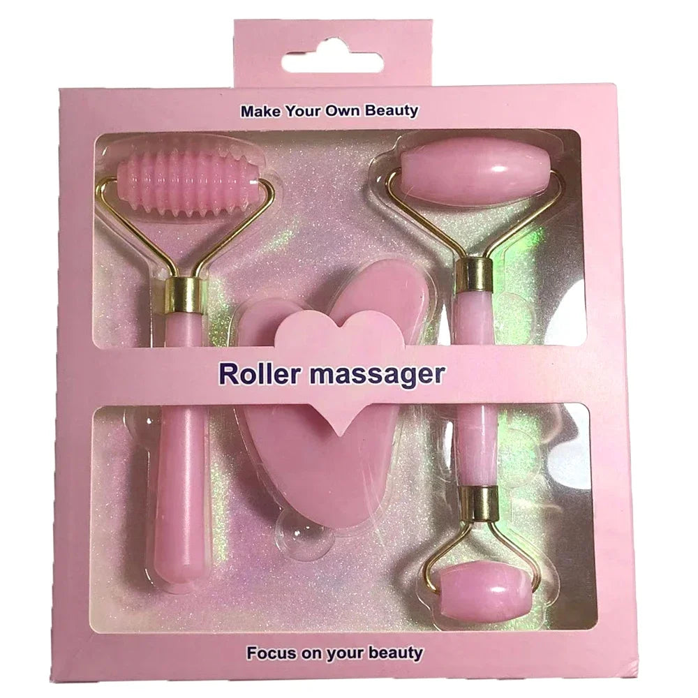 Revitalize Your Skin with Our 3-Piece Resin Roller and Gua Sha Set - Perfect for Facial and Body Massage!