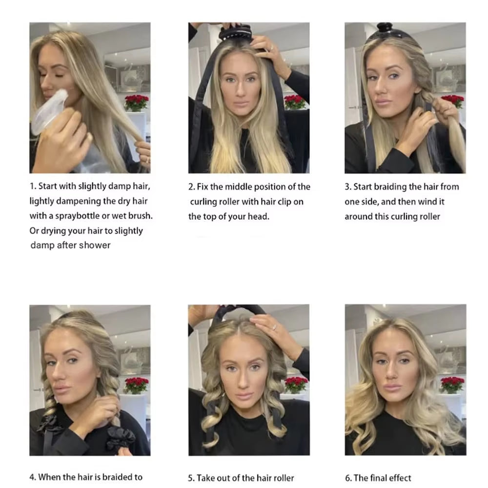 Transform Your Hair Overnight with Our Heatless Curling Rod Headband - Soft Silk Ribbon Rollers for Effortless Curls!