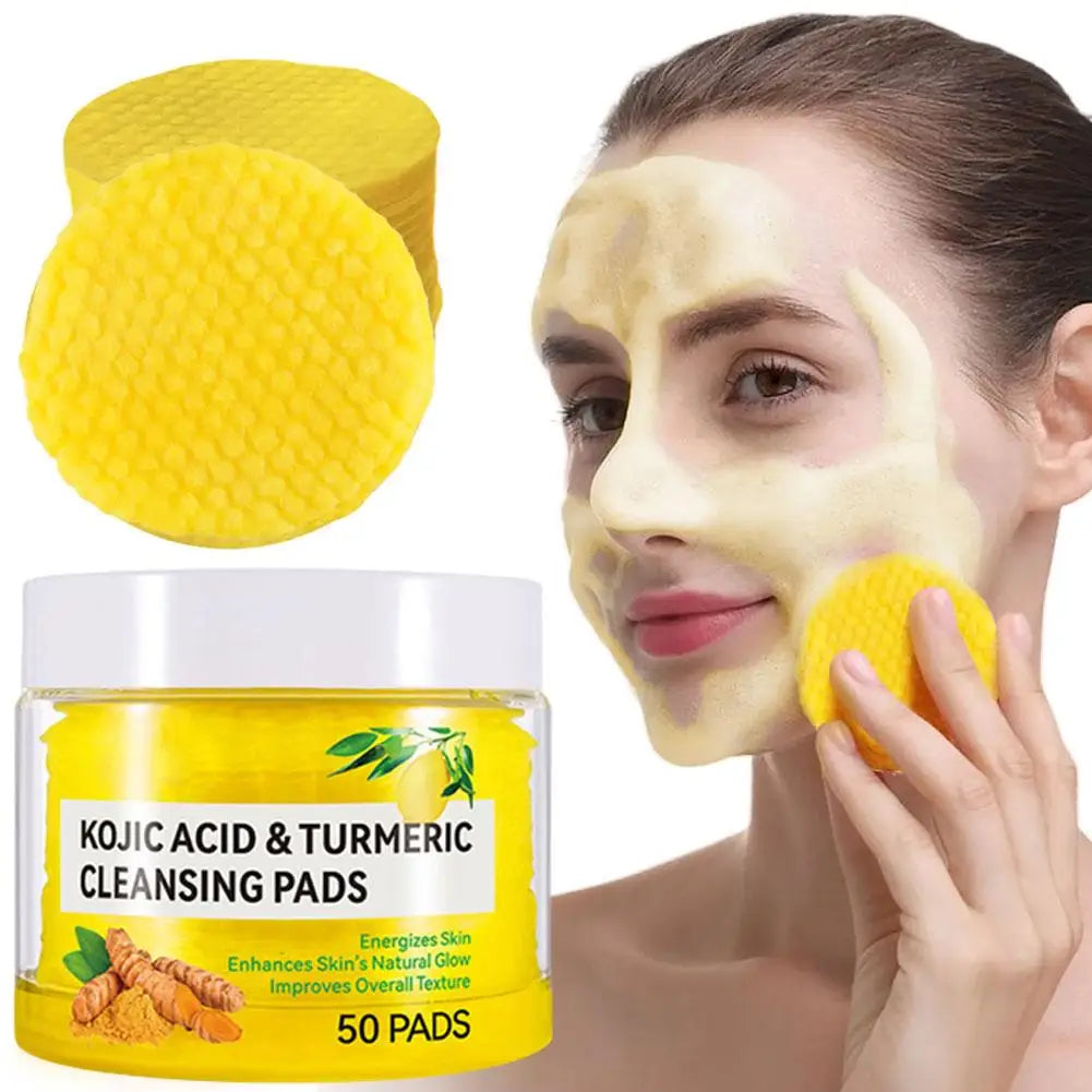 Revitalize Your Skin with 40/50 Pcs Turmeric & Kojic Acid Cleansing Pads – Gentle Exfoliation for Daily Radiance