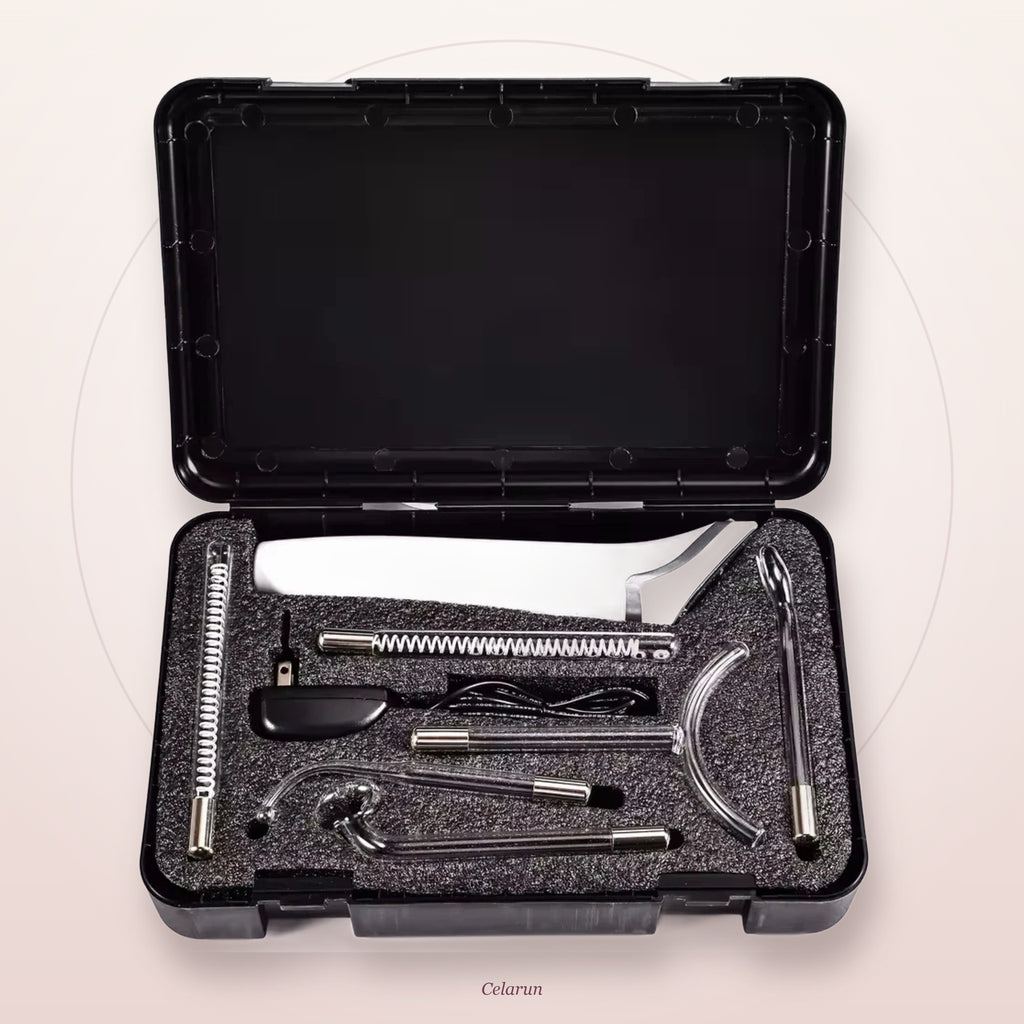 Estuche rígido con la varita, los cabezales y el adaptador