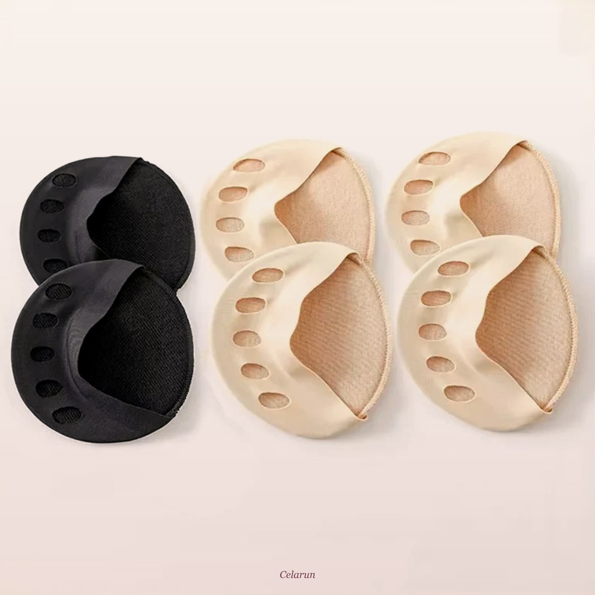 Almohadillas 1 negra y 2 beige · 3 pares